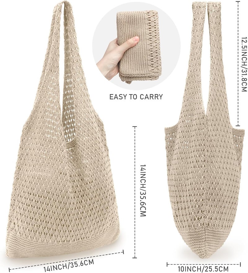 Hatisan Crochet Bags for Women - Summer Beach Tote, Aesthetic Hippie Knit Bag - Image 2